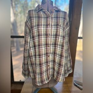 Gitano XL checkered flannel 100% cotton button up with waffle like texture.